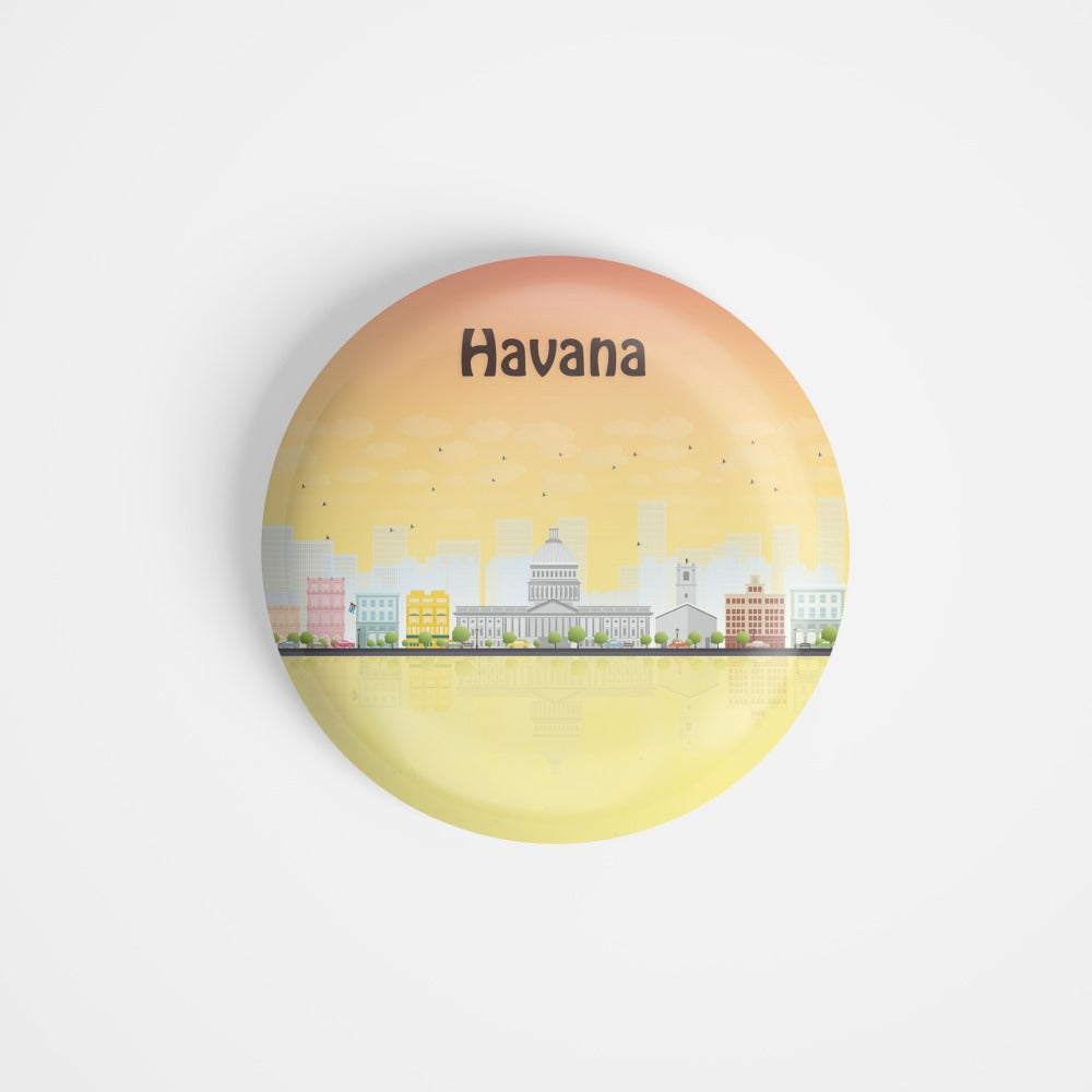 dhcrafts Round Fridge Magnet Multicolour Places Havana Capital Of Cuba Glossy Finish Design Pack of 1 (75 mm)